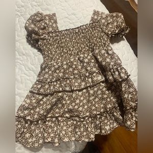 Brown prong ruffled dress. Light material.